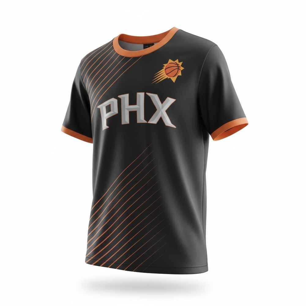 NBA Phoenix Suns Black and Orange Polyester Jersey